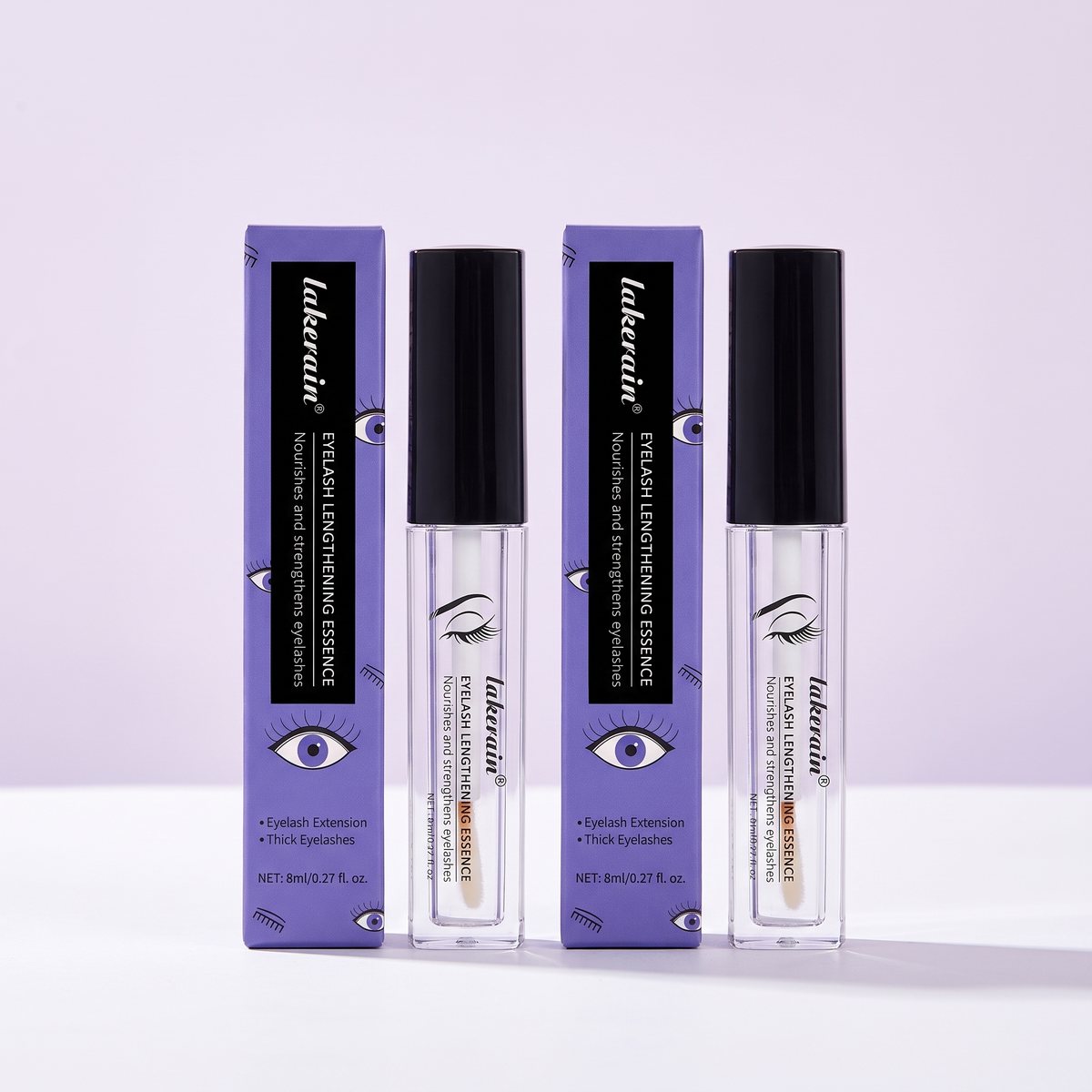 Two tubes of Lavina lash serum with their boxes